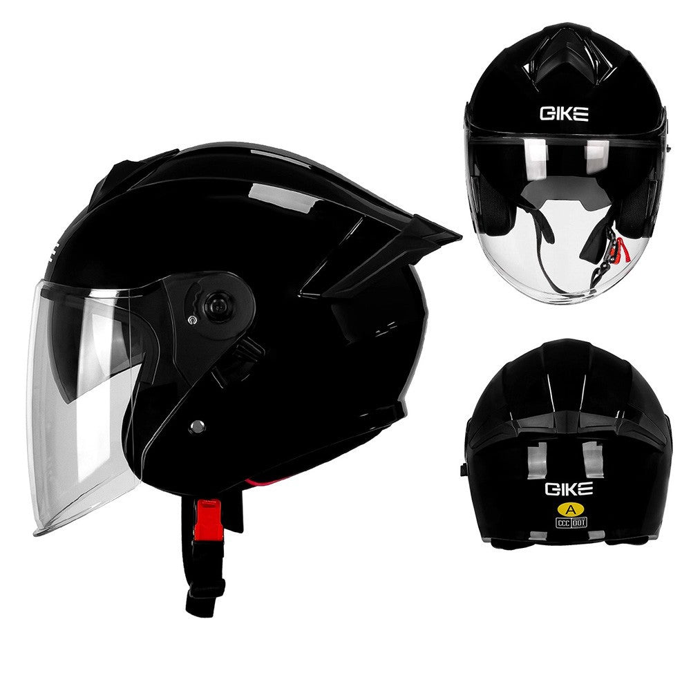 Capacete de Moto Unissex Anti-Embaçante com Lente Dupla e Meio Rosto para Veículos Elétricos Equipamento de Proteção para Homens e Mulheres
