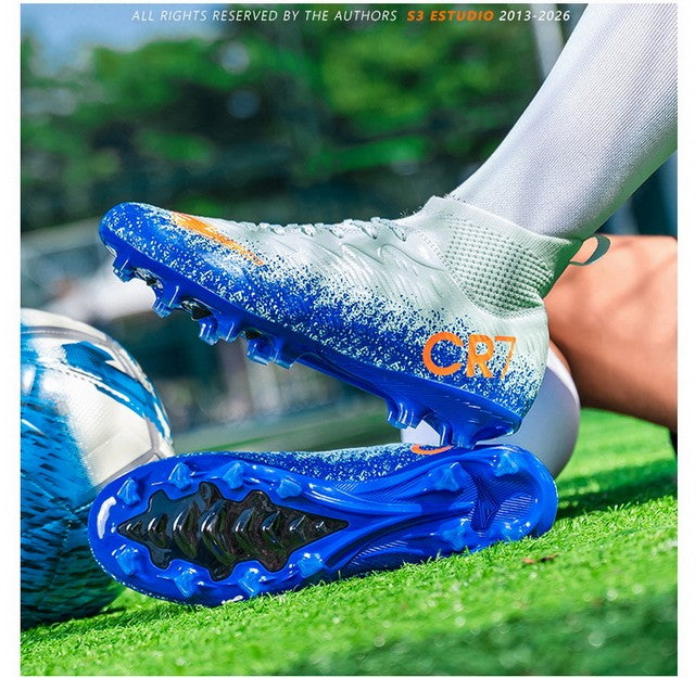 Men Soccer Shoes Football Boots Ultra-light Non-slip Long Spikes Outdoor Professional Cleats Grass Sports Shoes Match Sneakers