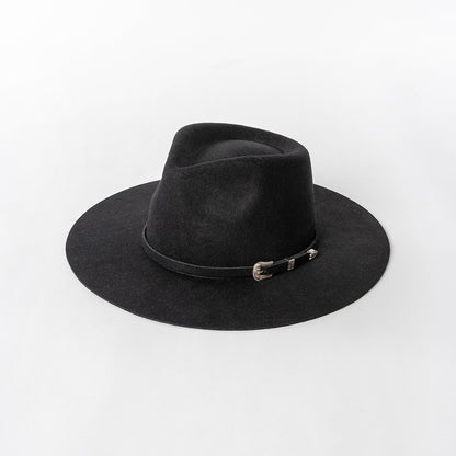 Chapéu Fedora de Feltro 100% Lã Australiana com cinto de feltro e aba larga de design moderno