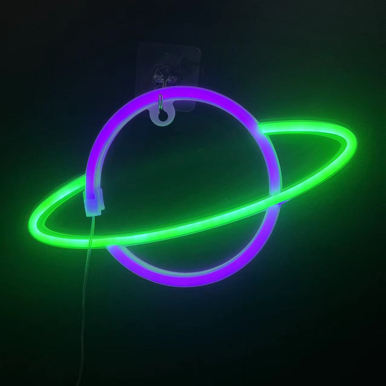 Neon Sign Alien Face Shaped Wall Hanging Lights for Home Game Room Saucerman  Plant LED Night Lamps Xmas Party Holiday Art Decor