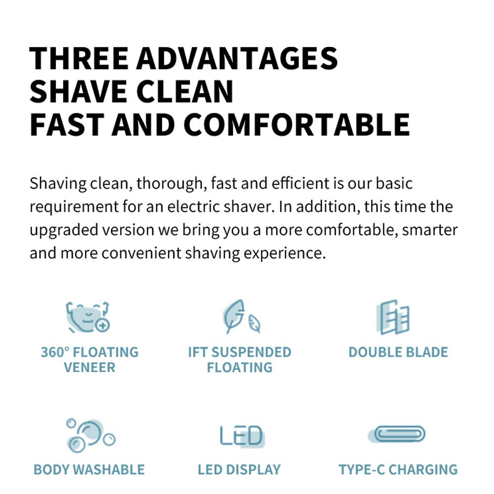XIAOMI MIJIA S500 Electric Shaver Dry Wet Shaving Triple Blade Trimmer Beard Floating Head Men's Shaver Electric Razors Machine