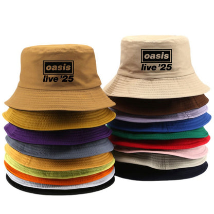 OASIS New 2025 Printed Cotton Bucket Hat Men Women Party Music Outdoor Fashion Panama Fisherman Hat Sun Beach Hat Wholesale