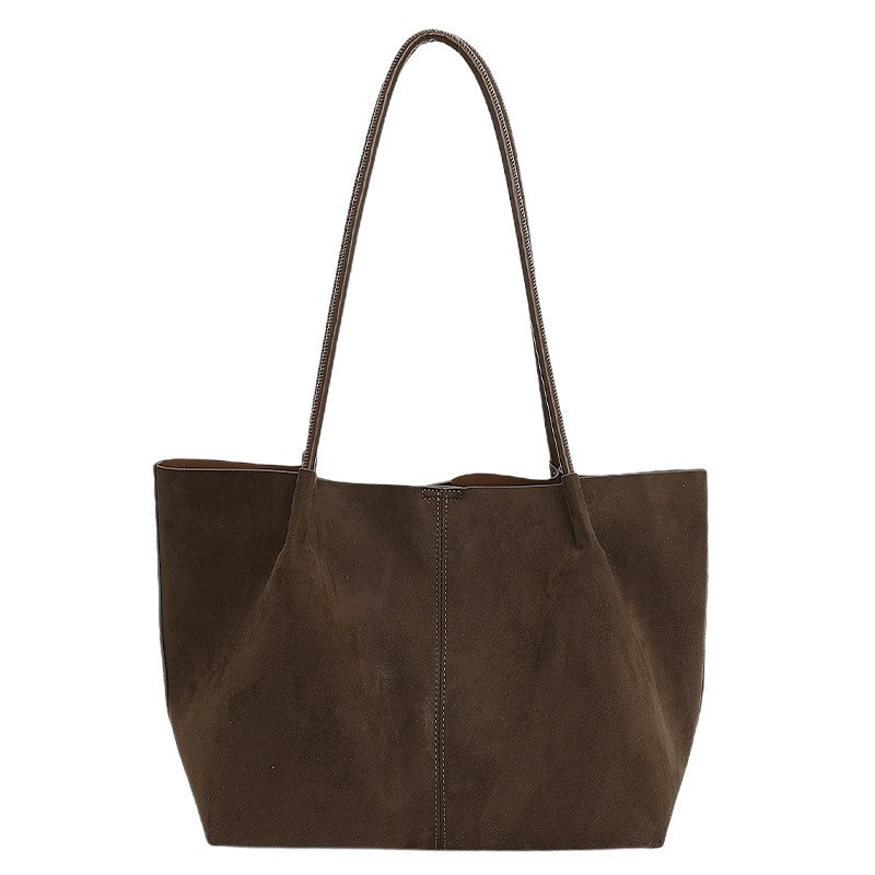 LEFTSIDE Women Faux Suede Shoulder Bag 2025 Winter Retro Soft Tote Bag Luxury Designer Trend Female High Capacity Handbags