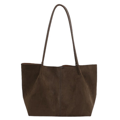 LEFTSIDE Women Faux Suede Shoulder Bag 2025 Winter Retro Soft Tote Bag Luxury Designer Trend Female High Capacity Handbags