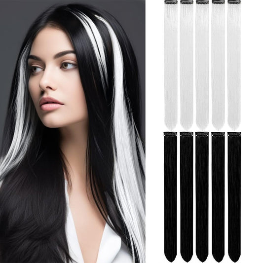 10 peças de tingimento de orelha pendurada, clipes coloridos, extensões de cabelo, perucas sintéticas de fibra química, extensões de cabelo sem marcação