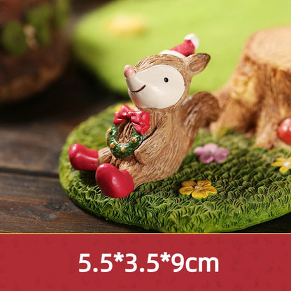 Christmas Cartoon Animal Ornaments Santa Claus Reindeer Resin Crafts Cartoon Christmas Series Crafts Home Desktop Decorations