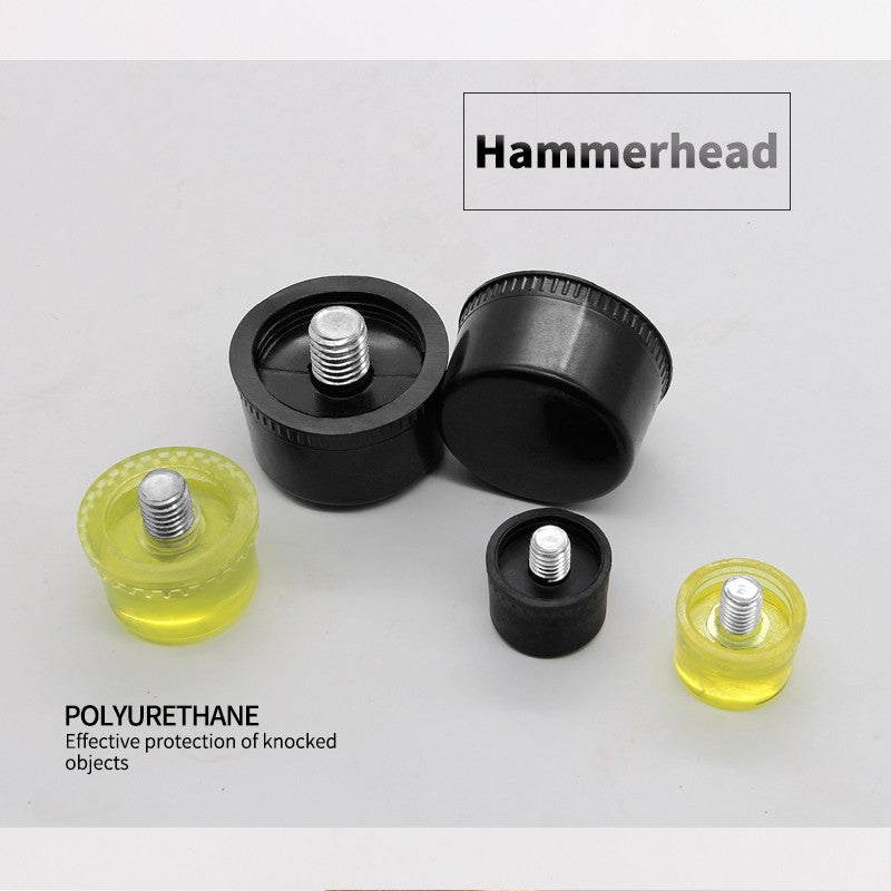 1 Par de Cabeças de Martelo de Borracha de Face Dupla 25mm 30mm 35mm 40mm 45mm Cabeças de Nylon Amarelas e Pretas