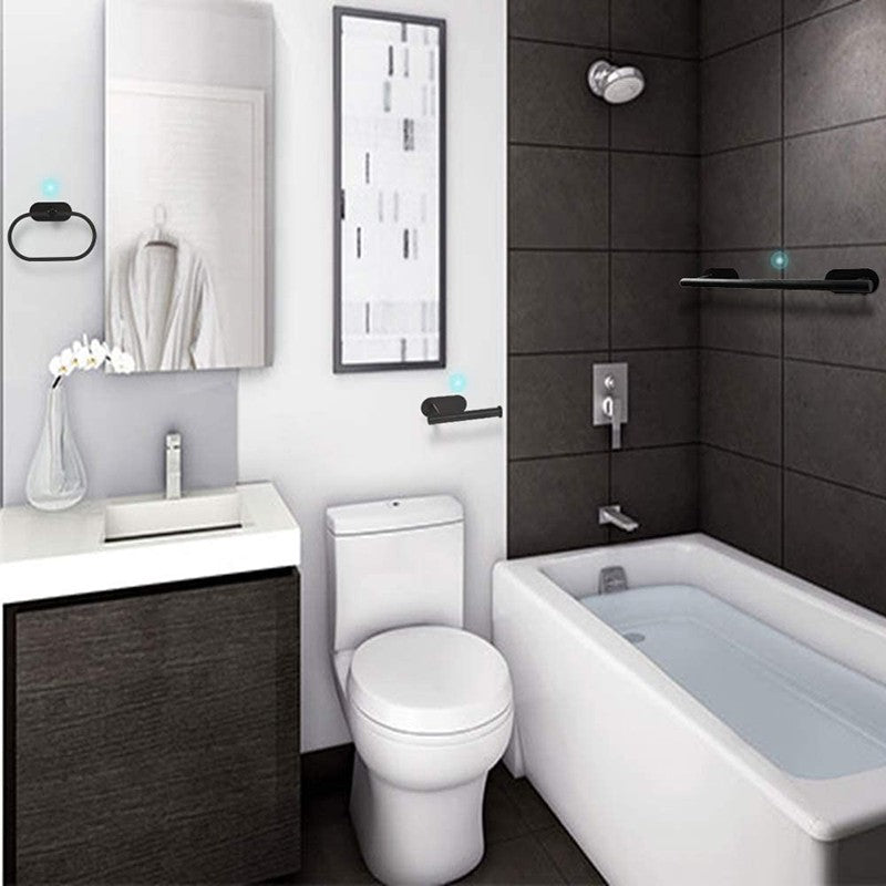 Towel Bar for Bathroom No Drilling Stainless Steel Black Bathroom Accessories Sets Toilet Tissue Roll Paper Holder Towel Rack