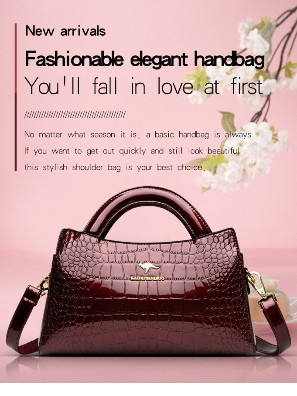 KAIDIFEINIROO Kangaroo Brand Alligator Pu Leather Shoulder Crossbody Bag Clutch Hand Bags for Mother Small Women Handbags New