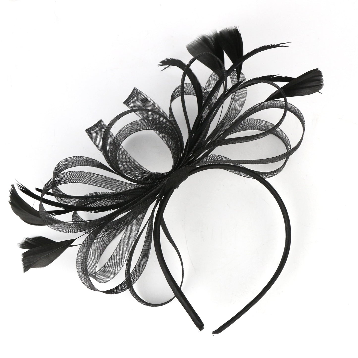 Women Chic Fascinator Hat Cocktail Wedding Party Church Headpiece Elegant Headwear Feather Hair Accessories Bride Hairpin