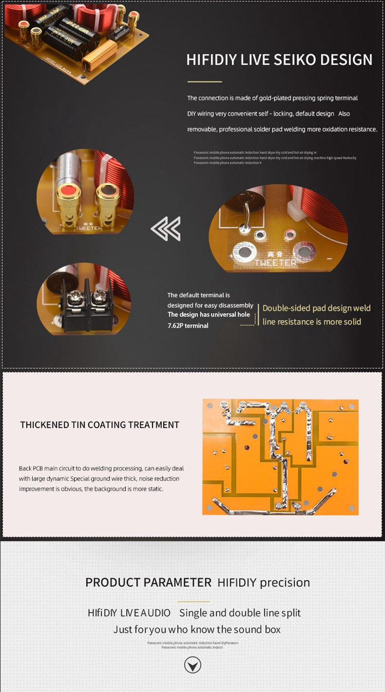 HIFIDIY Hi-Fi 2 VIAS 2 unidades de alto-falante (tweeter + grave) Crossovers divisores de frequência de áudio T2B