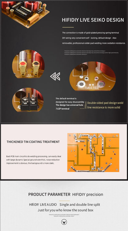 HIFIDIY Hi-Fi 2 VIAS 2 unidades de alto-falante (tweeter + grave) Crossovers divisores de frequência de áudio T2B
