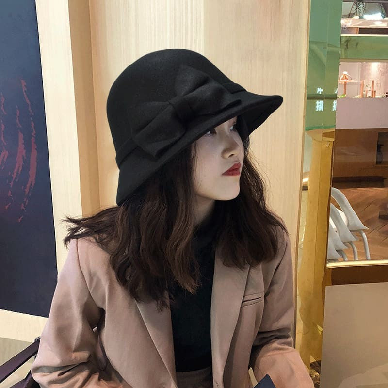 Chapéu Feminino Elegante Com Fita Outono Inverno Coreano Versátil Boné feminino Casamento na igreja Viagem Jazz britânico Senhora Fedora