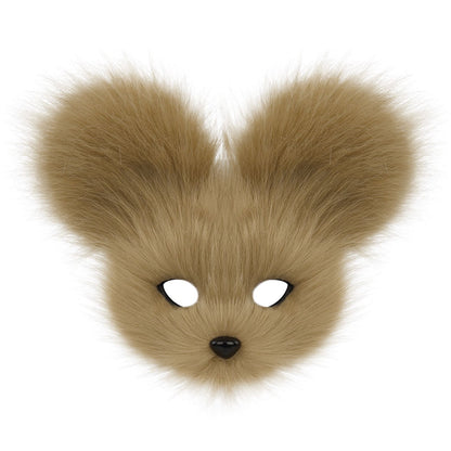 Faux Fur Animal Mouse Mask Plush Half Face for Masquerade Carnival Party Costume Accessories