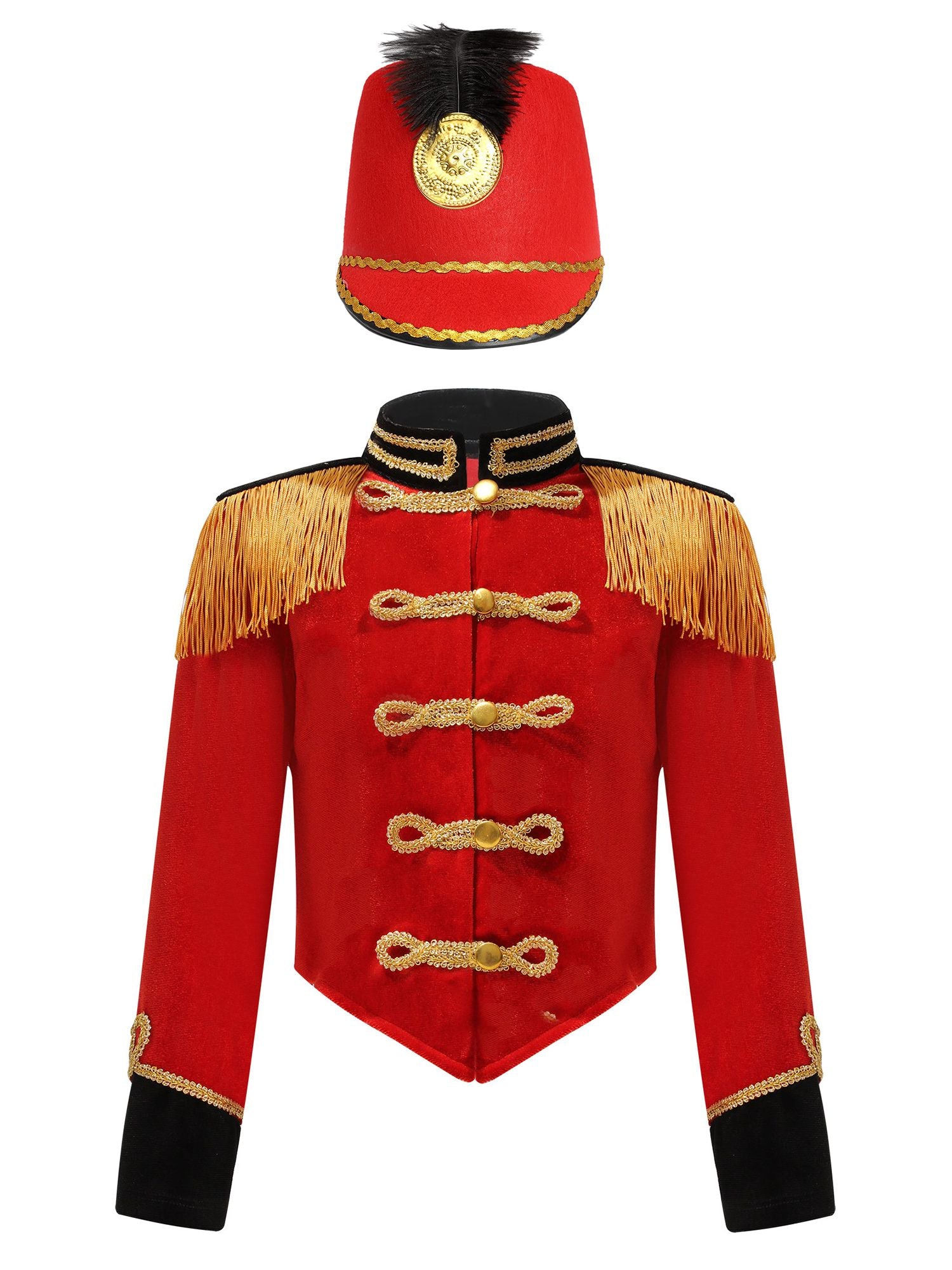 Girls Boys Marching Band Costume Outfits Circus Ringmaster Jacket Coat Team Performance Drummer Drum Major Uniform with Hat Sets