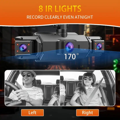 Câmera Veicular 4 Canais 360° Carro DVR Black Box 128G Câmera Frontal Esquerda Direita Traseira Gravador de Vídeo G-Sensor Monitor de Estacionamento 24H