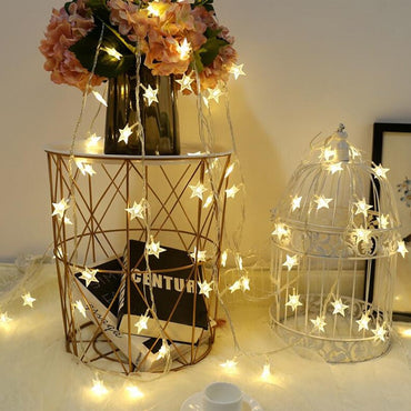 LED Star Fairy Lights Chain Battery/USB Powered String Lights Garland For Party Home Wedding Terrace Garden Christmas Decoration