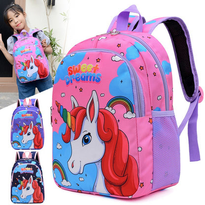 Bolsa Escolar Unicórnio de Desenho Animado para Meninos Meninas, Mochila Escolar de Grande Capacidade, Mochila de Jardim de Infância e Ensino Fundamental, Bolsa Infantil Kawaii