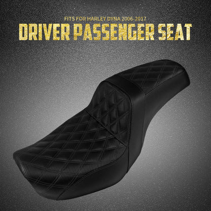 Assento Duplo de Couro para Piloto e Passageiro Dianteiro Traseiro de Motocicleta para Harley Dyna 2006-2017 Fat Bob Low Rider FLD