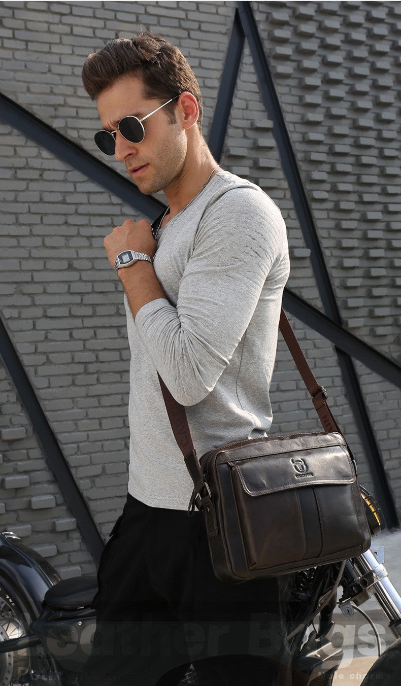 BULLCAPTAIN Genuine Leather Men's Crossbody Bag Large Capacity Casual Multifunctional Handbag A Fashion Business Briefcase