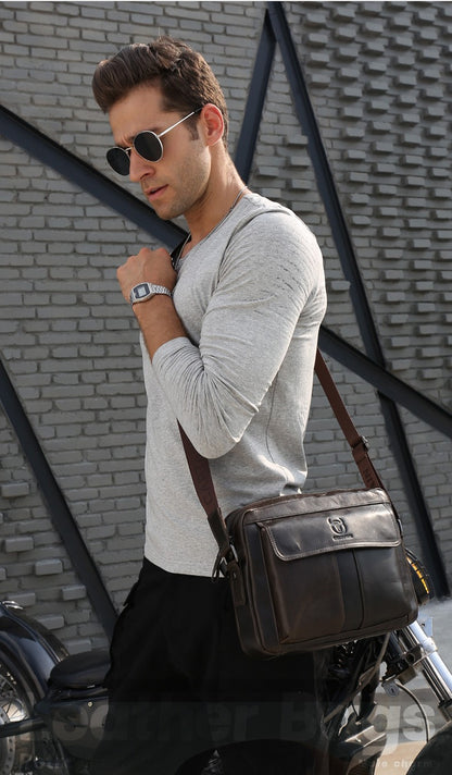 BULLCAPTAIN Genuine Leather Men's Crossbody Bag Large Capacity Casual Multifunctional Handbag A Fashion Business Briefcase