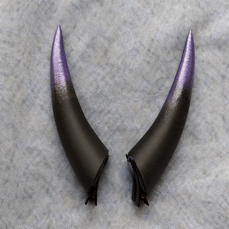 10/14/18cm Anime Gradient Halloween Devil Horns Head Clip Night Party Cosplay Headwear Dark Gothic Comic con Props Accessories