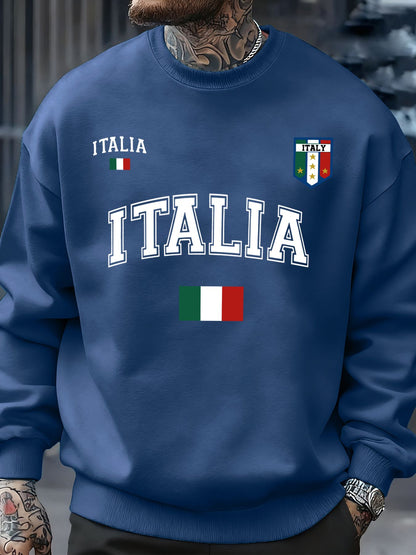 Italia Italian Flag Design Men Sweatshirt Creative Fleece Streetwear Fashion Clothes Autumn Hip Hop Pullovers Casual Tops