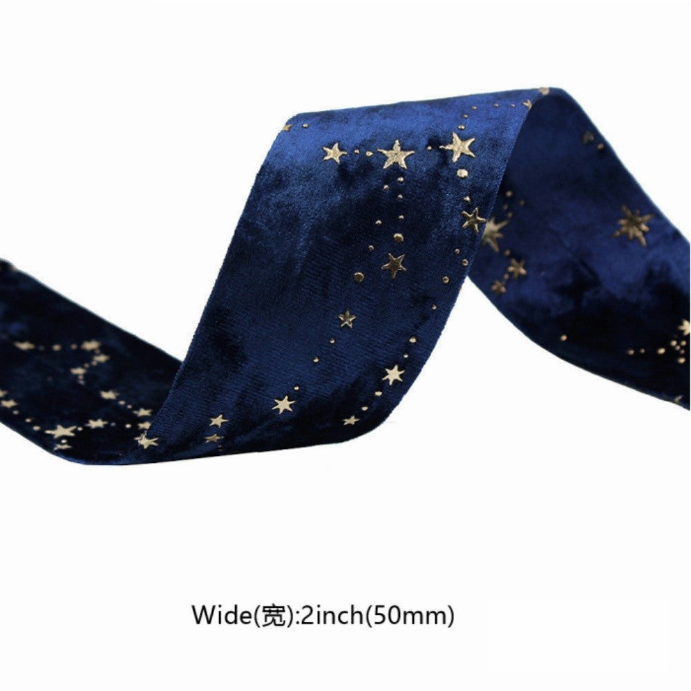 Double-sided Velvet Ribbons Hot Stamping Stars DIY Gift Wrapping Wedding Bouquet Christmas Party Supplies Decor Hair Accessories