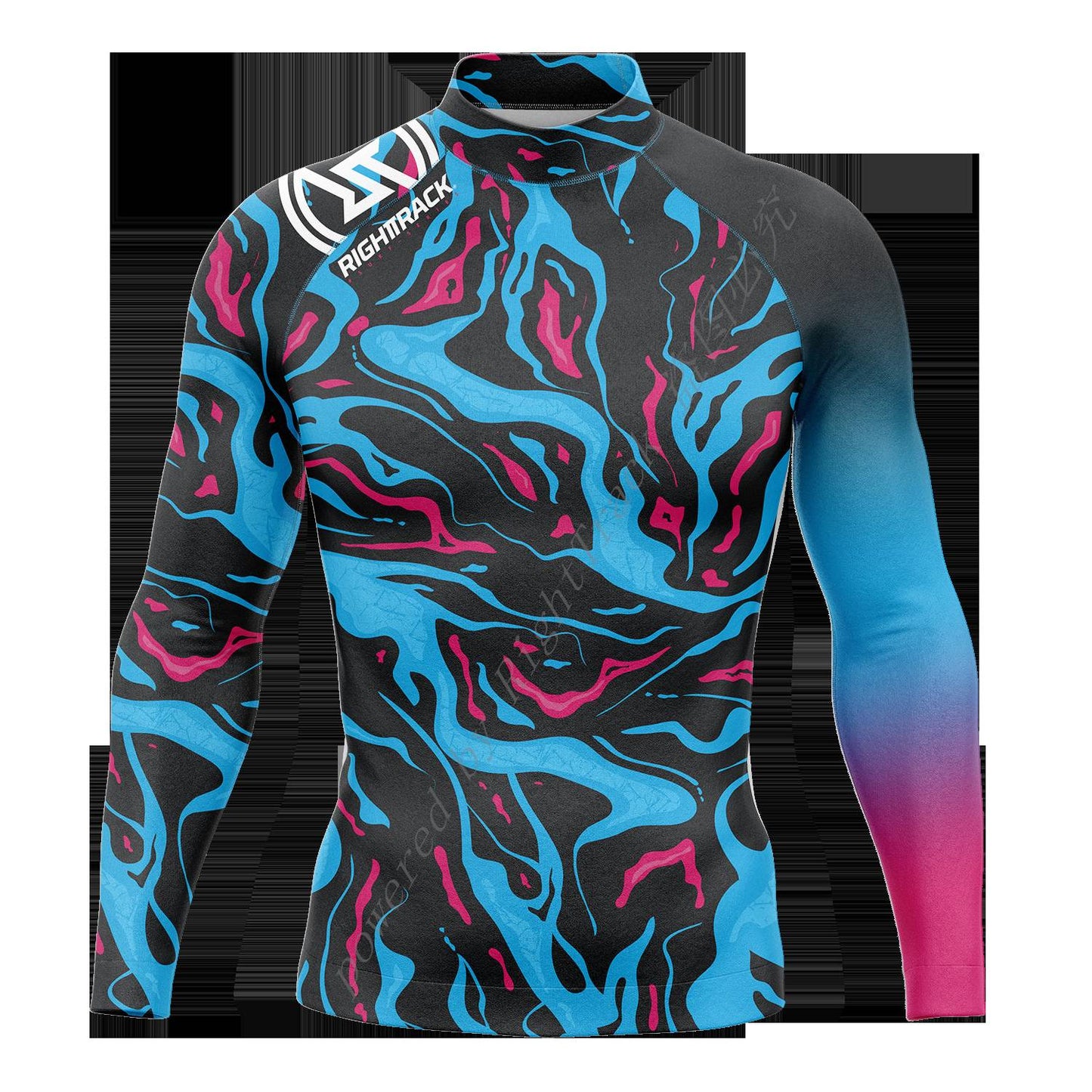 Hot Men's Surfing Shirt Nautical Diary Lycra Rashguard RIGHTTRACK For Surf Sportswear Beach UV Swimwear UPF50+ Clothes