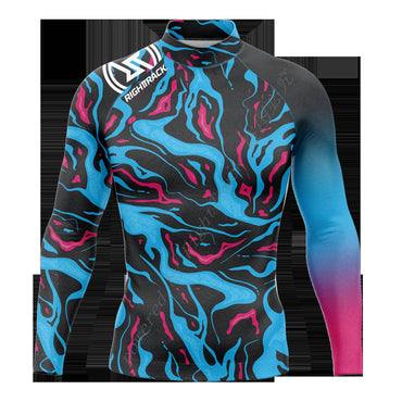 Hot Men's Surfing Shirt Nautical Diary Lycra Rashguard RIGHTTRACK For Surf Sportswear Beach UV Swimwear UPF50+ Clothes