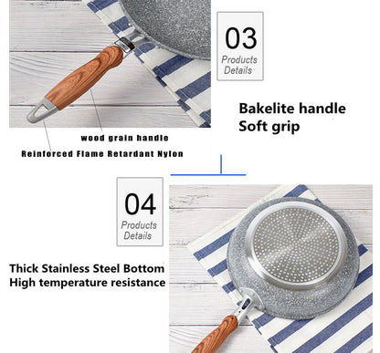 Panela Wok de Pedra Durável Antiaderente Cerâmica para Fritar Panela de Indução Frigideira para Bife Fogão a Gás Ferramenta Utensílio de Cozinha para Conjunto