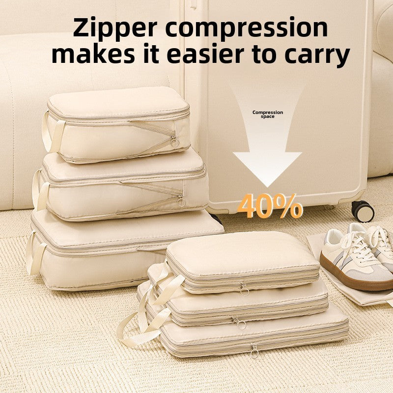 4Pcs/Set Travel Compression Packing Cubes Bag Portable Suitcase Clothes Organizers Waterproof Luggage Storage Cases Drawer Bags