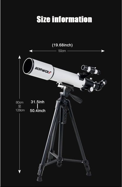 BORWOLF 70500 Telescópio Astronômico Profissional para Espaço Monocular Lente 70MM Poderosa Visão Noturna para Estrelas e Lua