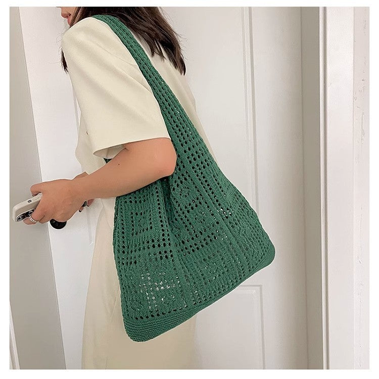 Bohemian Crochet Tote Bag for Women Handwoven Macrame Shoulder Bag with Hollow Knit Design Elegant Christmas Gift for Her, Beach