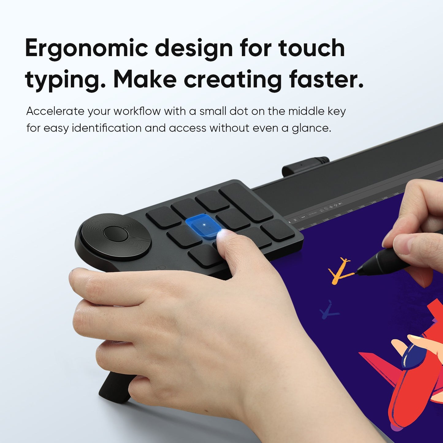XPPen Controle Remoto sem Fio com Teclas de Atalho Express Key Bluetooth 5.0, teclas de atalho personalizáveis para monitor de tablet gráfico com caneta