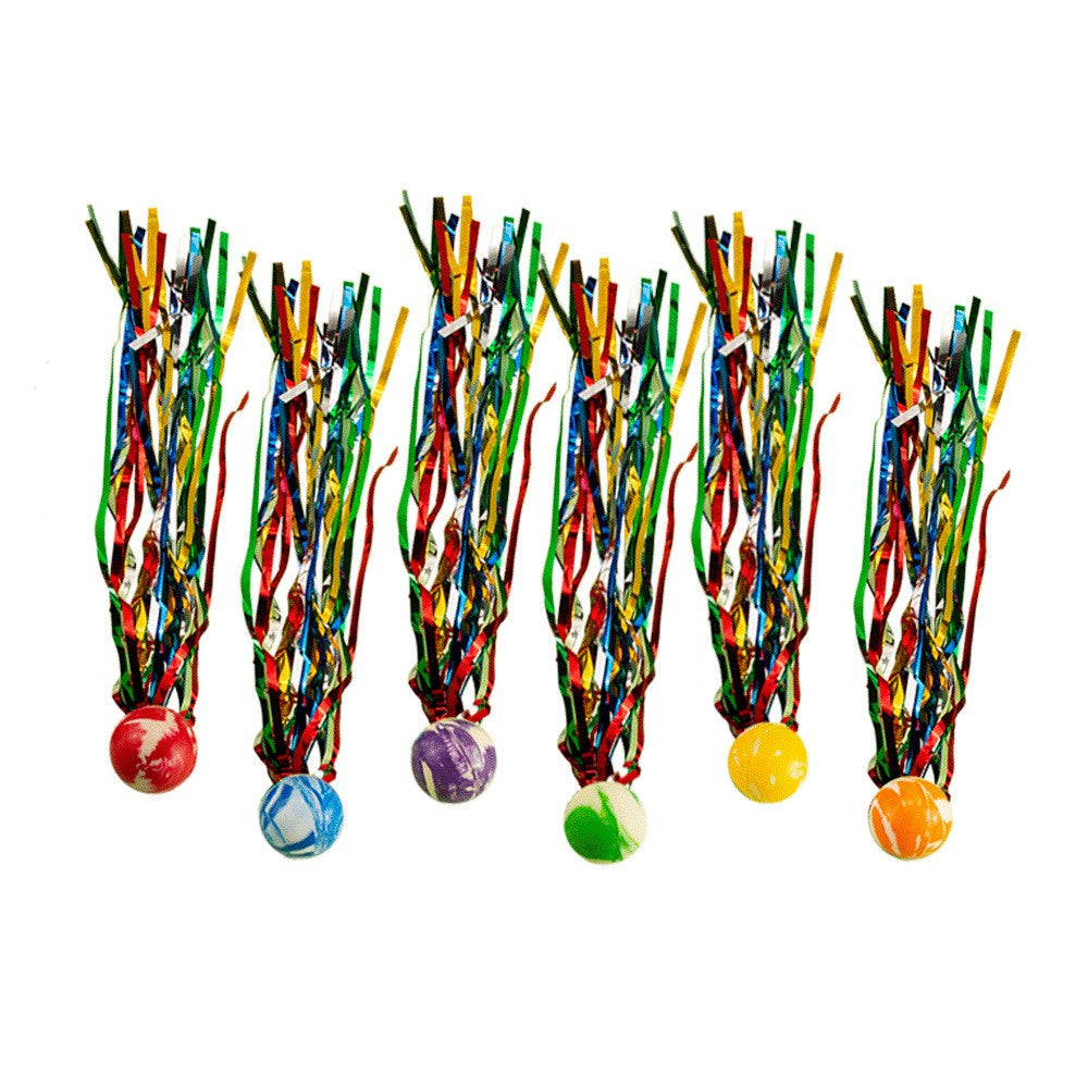 10Pcs Outdoor Bouncy Balls with Ribbon Toy for Kids Boy Girl Birthday Party Favors Baby Shower Gift Halloween Pinata Fillers