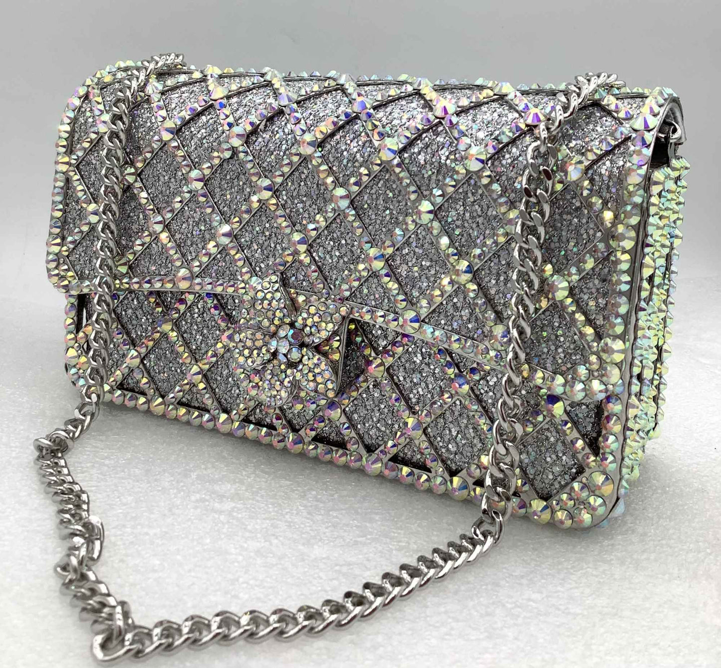 XIYUAN Women Orange/Blue/Silver/Green Jewels Long Chain Messenger Bags Party Wedding Diamonds Handbags Gems Shoulder Bag Wedding