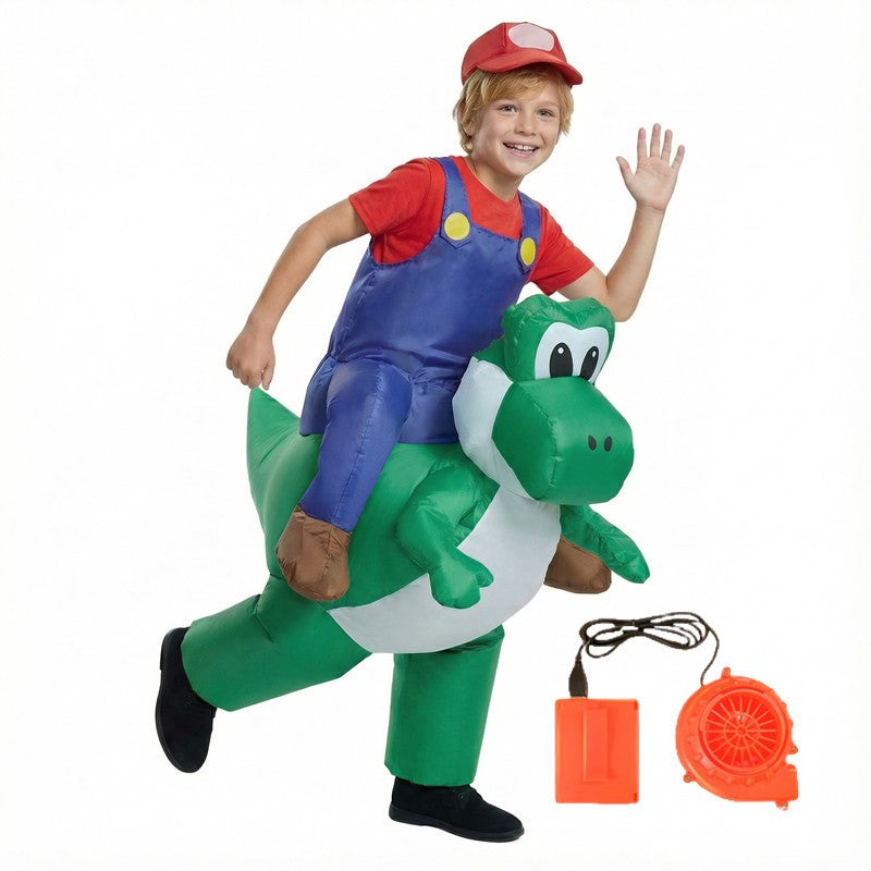 Adult Kids Plumber Costume Dinosaur Inflatable Suit Halloween Cosplay Party Performance Outfit Holiday Dance Parties & Carnival