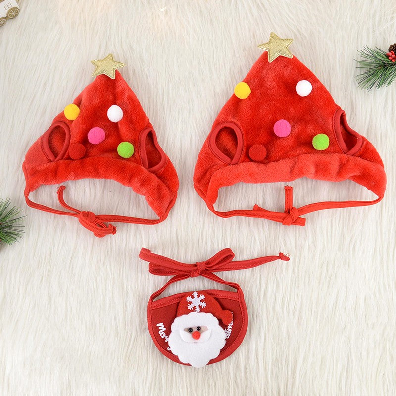 Natal Cão Gato Roupas de Estimação Chapéu Cachecol Acessórios de Fantasia Adereços de Cosplay Navidad Decoração de Ano Novo Festa de Natal Suprimentos para Animais de Estimação