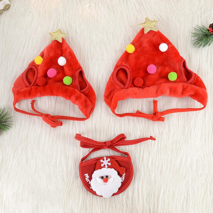 Natal Cão Gato Roupas de Estimação Chapéu Cachecol Acessórios de Fantasia Adereços de Cosplay Navidad Decoração de Ano Novo Festa de Natal Suprimentos para Animais de Estimação
