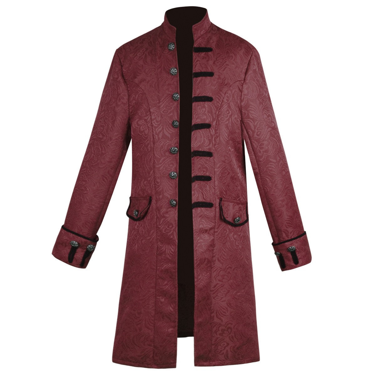 Men's Medieval Style Windbreaker Coat Vintage Lapel Jacquard Medium Length Trench Coat Halloween Party Costume Retro Outerwear