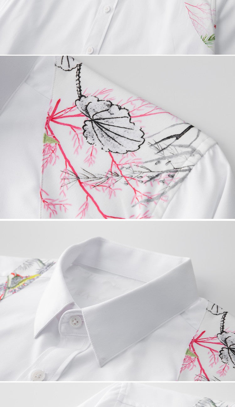 Fashion Shoulder Strap Splicing Long Sleeved Men's Shirt Cargo Casual Daily Shirts Slim Fit Cotton Business Party Social Tops