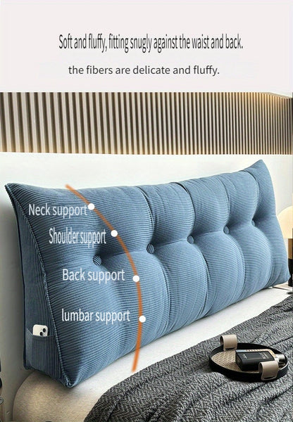 Casual Striped Wedge Floor Pillow Cushion with Side Storage Soft Fluffy Back Support Zippered Cover Hand Wash Gifts for Family