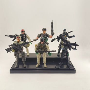 6PCS/Set Force Military Weapons Warrior Elite Action Figure Toys PVC 10cm Terrorist SWAT Team Ornament Children Birthday Gift