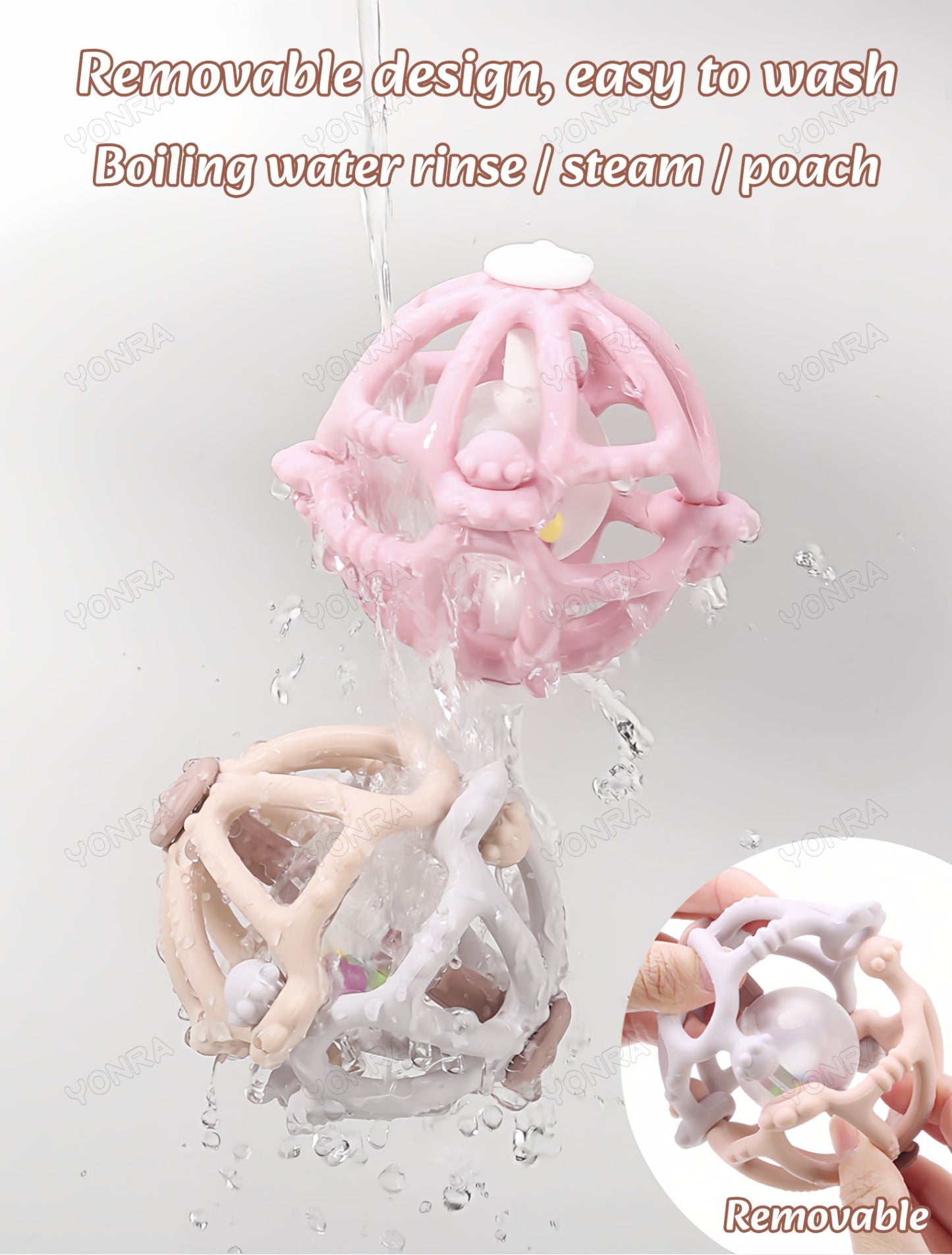 Removable Rattle & Sensory Teether Bed Bell Silicone Montessori Ball Newborn Baby Toys Children's Kids Gift Development Games