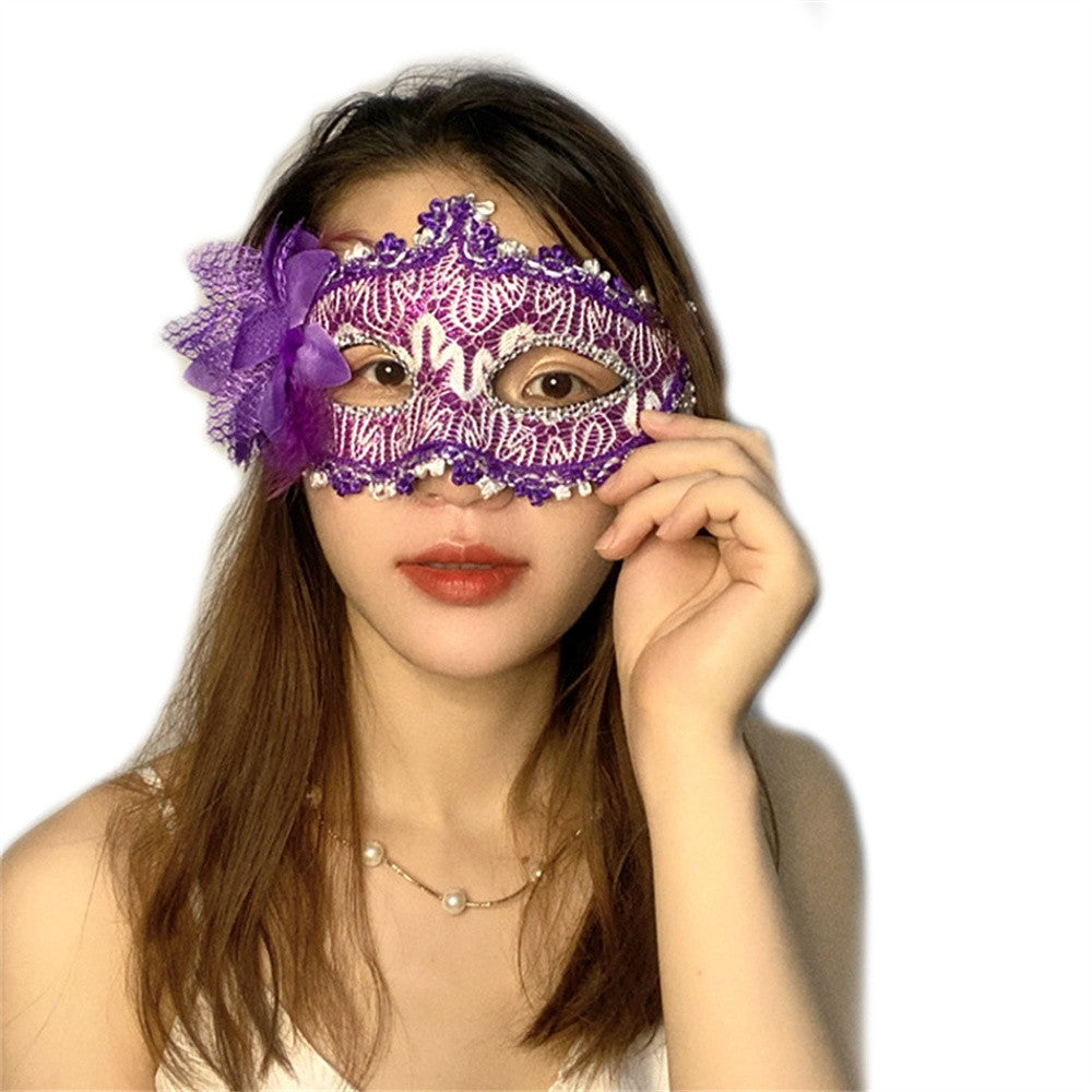 Halloween Mask Masquerade Princess Half Face Lace Plus Flower Children Adult Eye Mask Female Party Performance Props