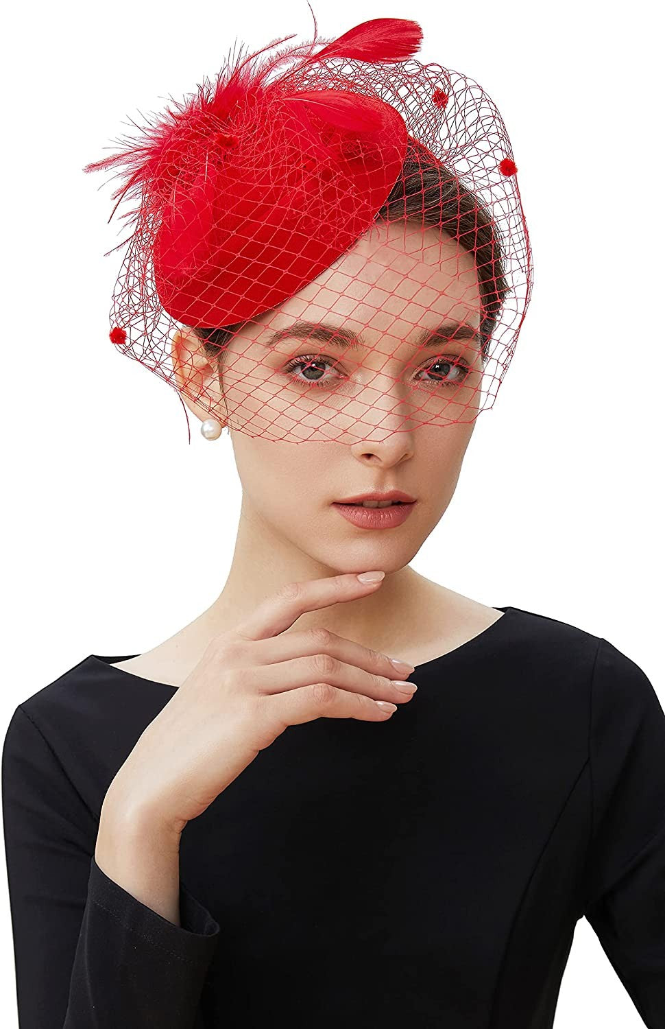 Fascinator Hat Veil Feather Fascinator Hair Clip Tea Party Pillbox Derby Hat Fascinator Bridal Wedding Veil