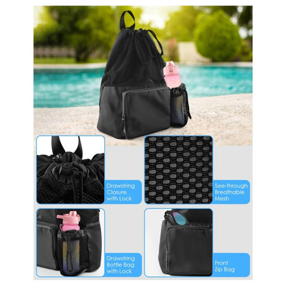 1 Mochila de Cordão de Malha Grande Capacidade Academia Praia Viagem Bolsa Poliéster Mochila Esportiva ao Ar Livre