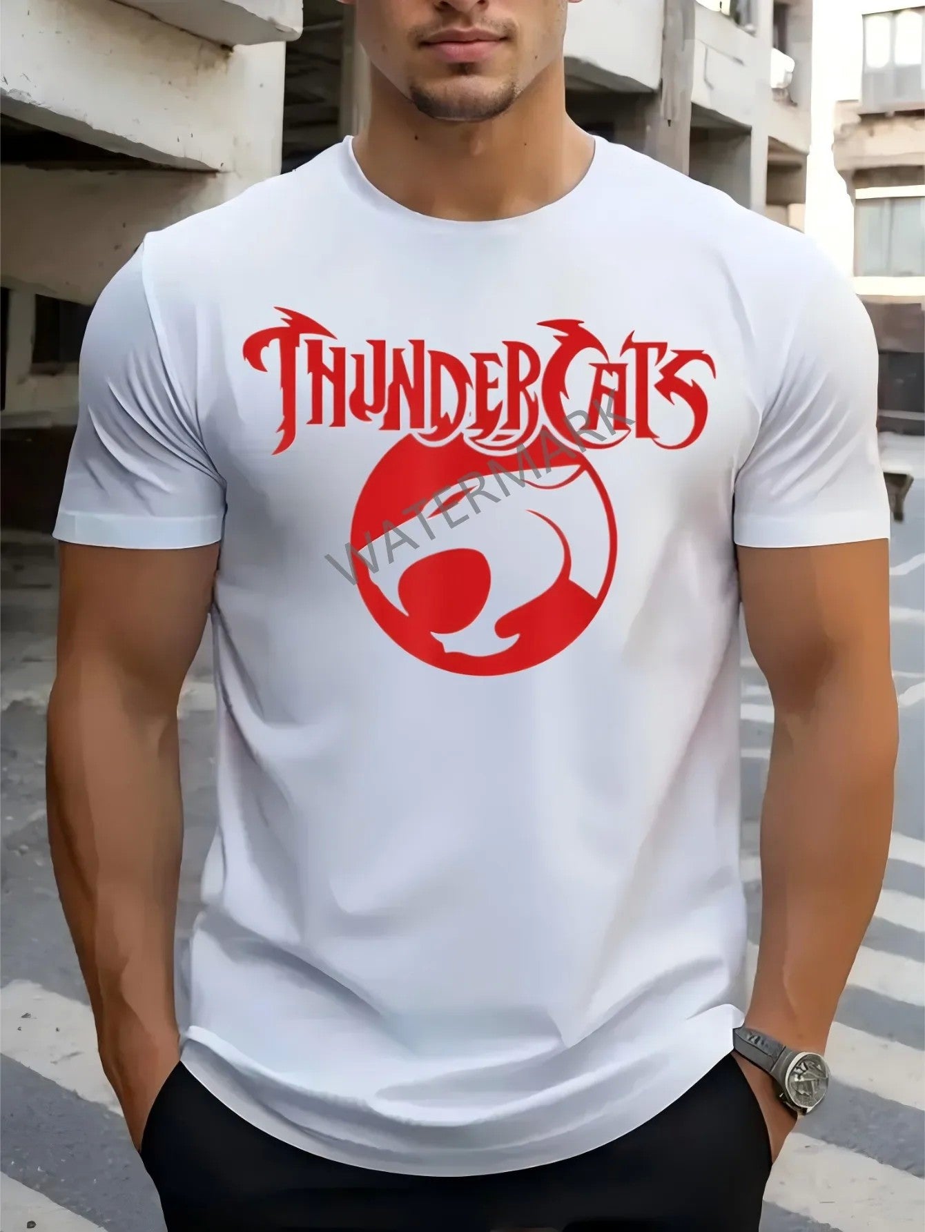 Graphic Thundercats Comfortable Cotton Graphic Thundercats Men's Casual T Shirt Knit Slightly Stretchable Fabric