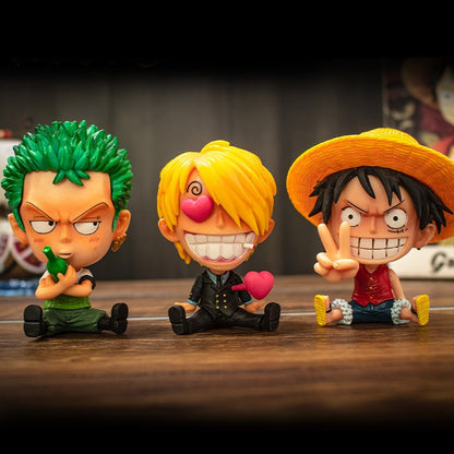 Bonecos Colecionáveis Fofos One Piece Versão Q Luffy Zoro Chopper Ace Boa Hancock Anime Blind Box Decoração de Mesa Carro Brinquedo Presente Infantil